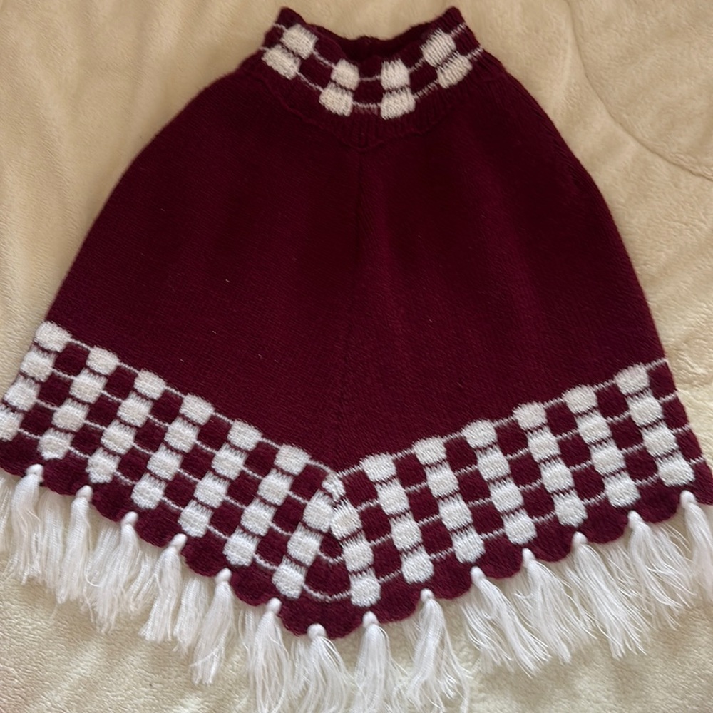 Vintage 100 acrylic made in Greece toddler sweater cape